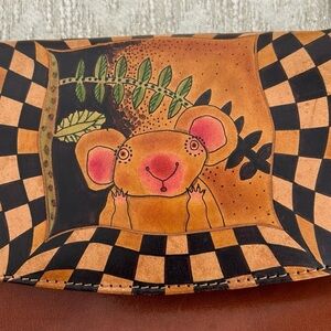 Bambas Work of Art Koala  Bear Print  Flap Over Leather Crossbody